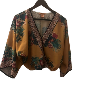 Flying Tomato Yellow Crop Flutter Sleeve Blouse